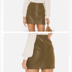 Free People Green Suede Skirt